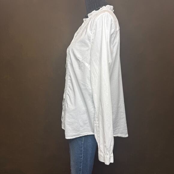 J.Crew Re-Imagined White Pintuck Ruffle Collar Cotton Blouse – Size L - Picture 6 of 11